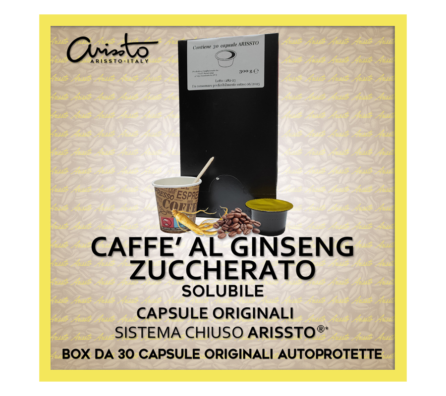 Capsule Caffè Al Ginseng Zuccherato Sistema Chiuso Arissto – 30 Caps